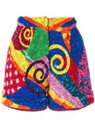 Manish Arora Swirl Patchwork Sequin Shorts - Multicolour