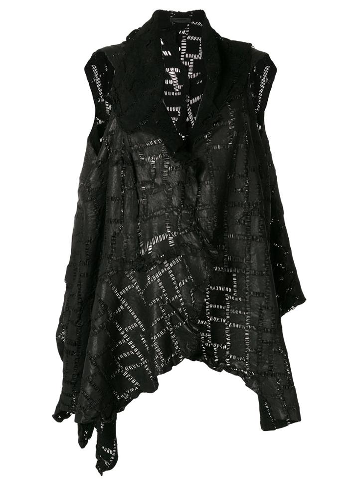 Cutuli Cult Asymmetric Patchwork Gilet - Black