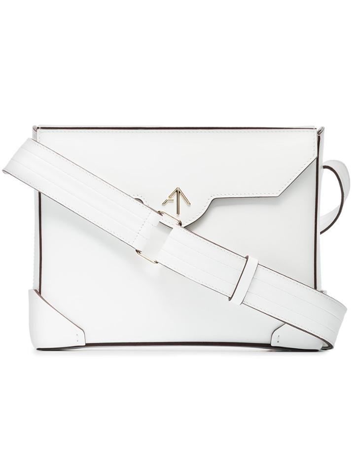 Manu Atelier White Bold Leather Cross-body Bag