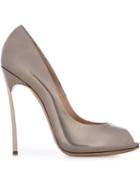 Casadei Blade Peep Toe Pumps, Women's, Size: 37, Grey, Leather