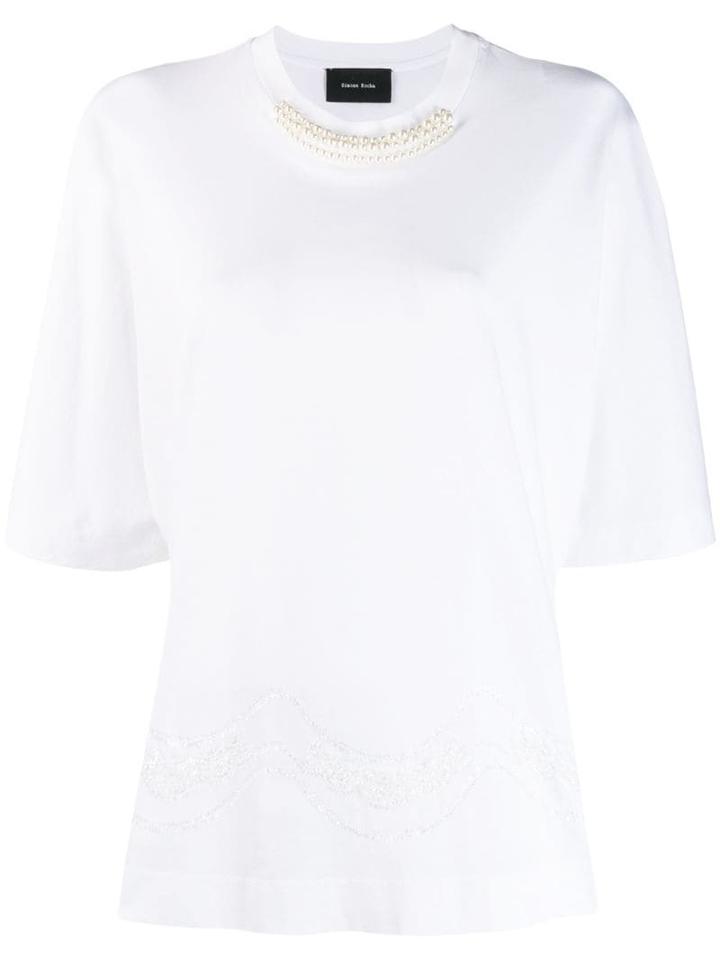 Simone Rocha Pearl-embellished T-shirt - White