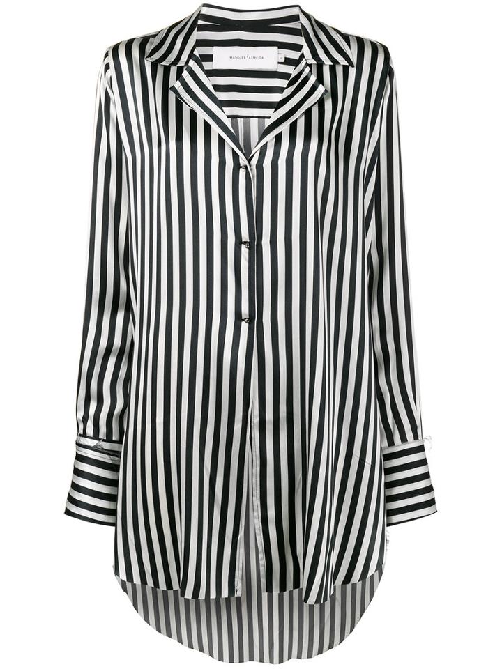 Marques'almeida - Oversized Pinstripe Shirt - Women - Silk - Xs, Black, Silk