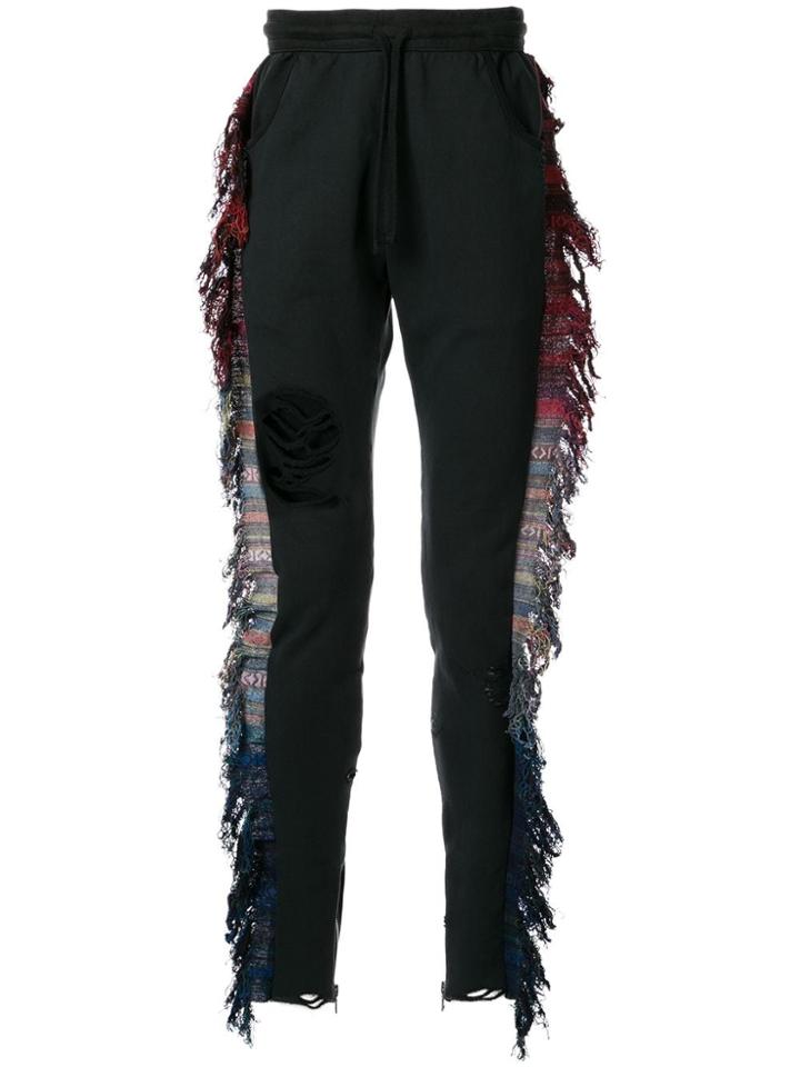 Alchemist Distressed Fringe Track Pants - Black