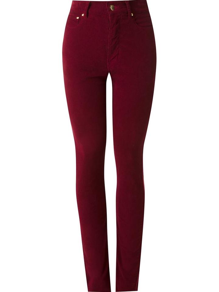 Amapô High Waist Velvet Skinny Trousers, Women's, Size: 42, Red, Cotton/spandex/elastane