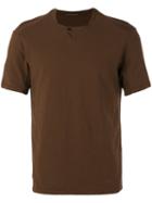 Transit Button Detail T-shirt, Men's, Size: Small, Brown, Cotton/linen/flax