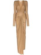 Alexandre Vauthier Square-shoulder Maxi Gown - Neutrals