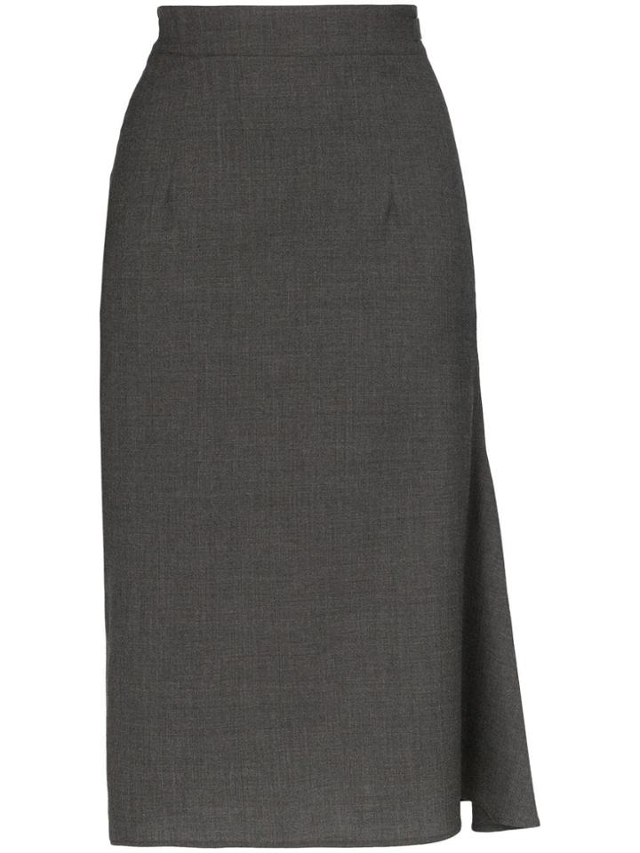 Wright Le Chapelain High-waisted Wool Pencil Skirt - Grey
