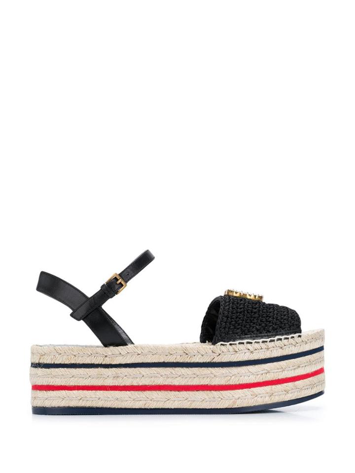 Gucci Platform Crochet Espadrilles - Black
