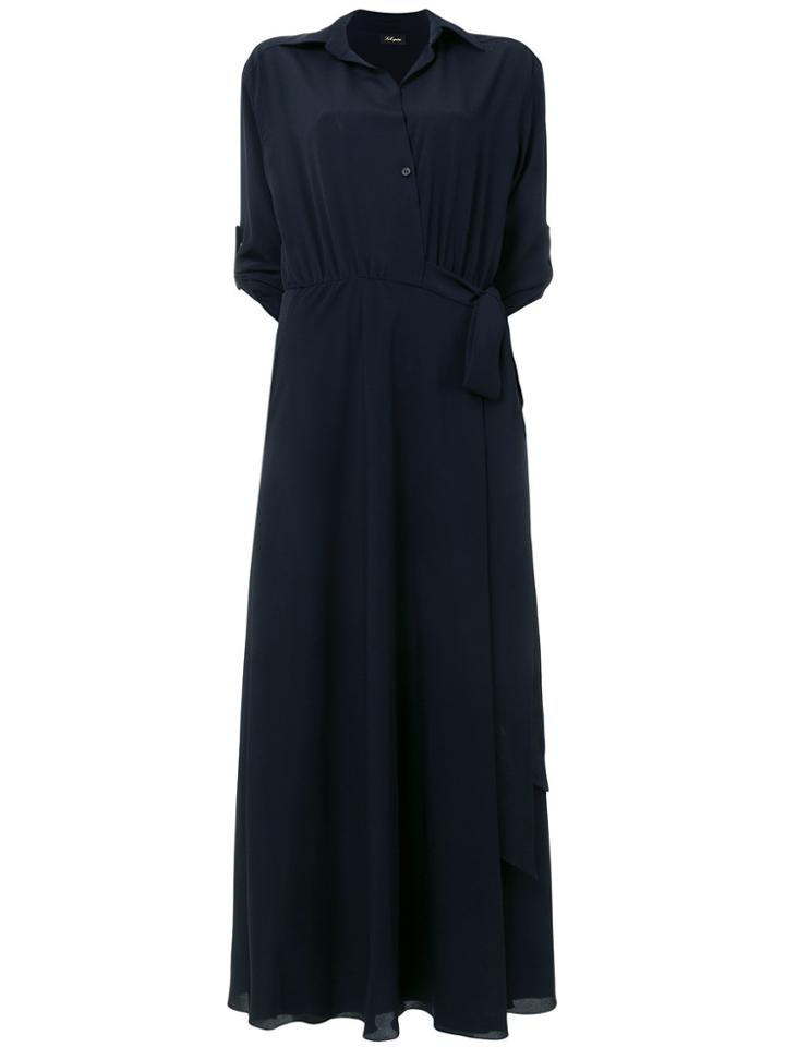 Les Copains Long Flared Wrap Dress - Blue