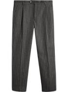Burberry Pinstriped Wool Blend Twill Trousers - Grey