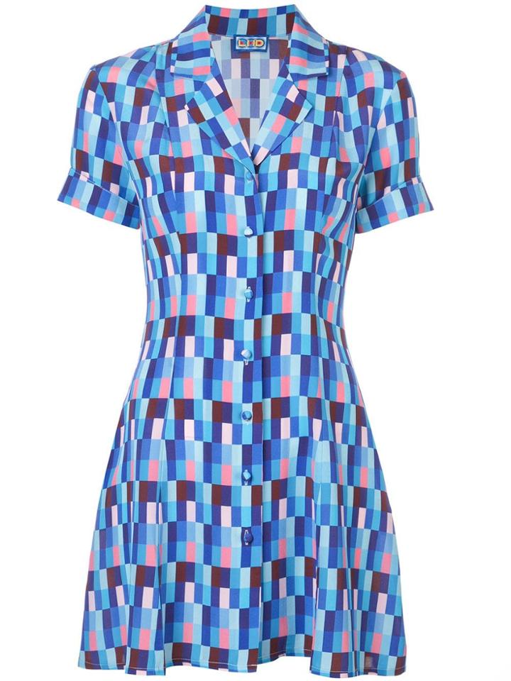 Lhd Printed Mini Shirt Dress - Blue