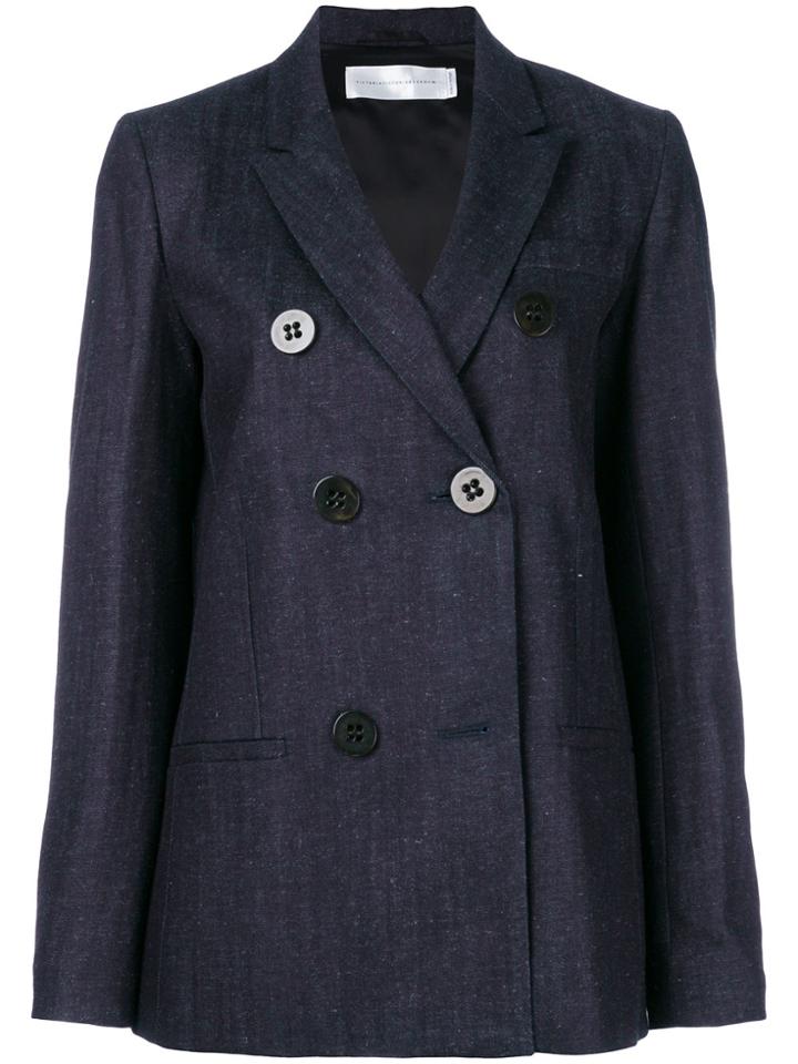 Victoria Victoria Beckham Straight-fit Buttoned Blazer - Blue