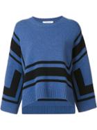 Derek Lam 10 Crosby Shift Striped Sweater, Women's, Size: Medium, Blue, Wool