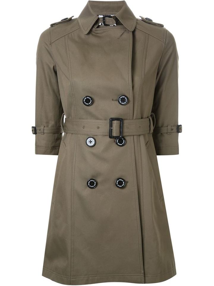 Guild Prime Half Sleeve Flared Trench Coat, Women's, Size: 34, Green, Cotton