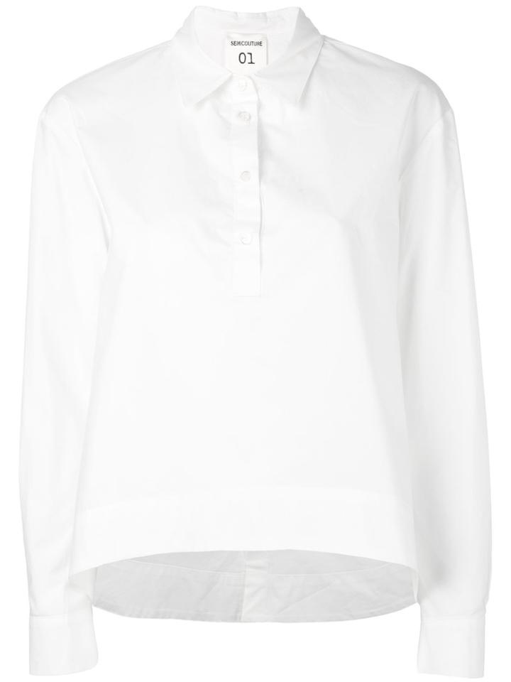 Semicouture Curved Hem Shirt, Women's, Size: 42, White, Cotton