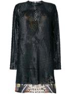 Roberto Cavalli Perforated Layered Dress - Black