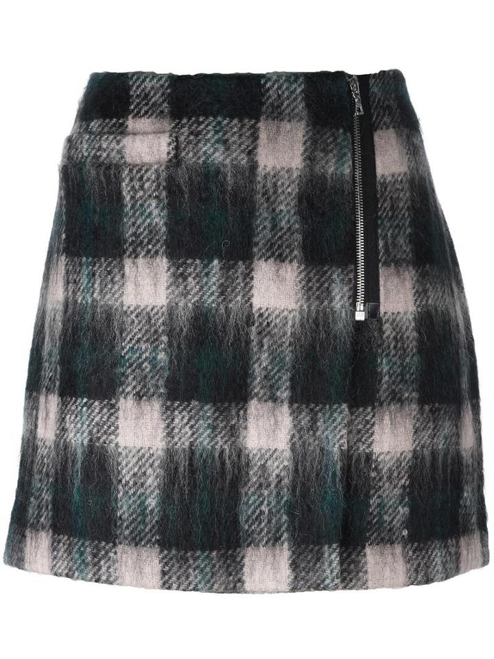 Markus Lupfer Checked Mini Skirt, Women's, Size: Small, Black, Wool/mohair/polyamide/cotton