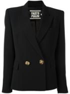 Fausto Puglisi Double Breasted Fitted Jacket, Women's, Size: 44, Black, Acetate/cupro/viscose