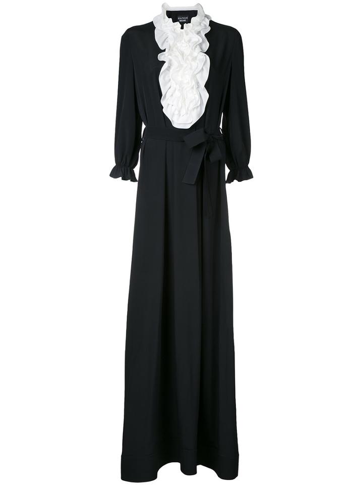 Boutique Moschino Ruffled Trim Long Dress, Women's, Size: 42, Black, Silk/rayon