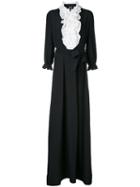 Boutique Moschino Ruffled Trim Long Dress, Women's, Size: 42, Black, Silk/rayon