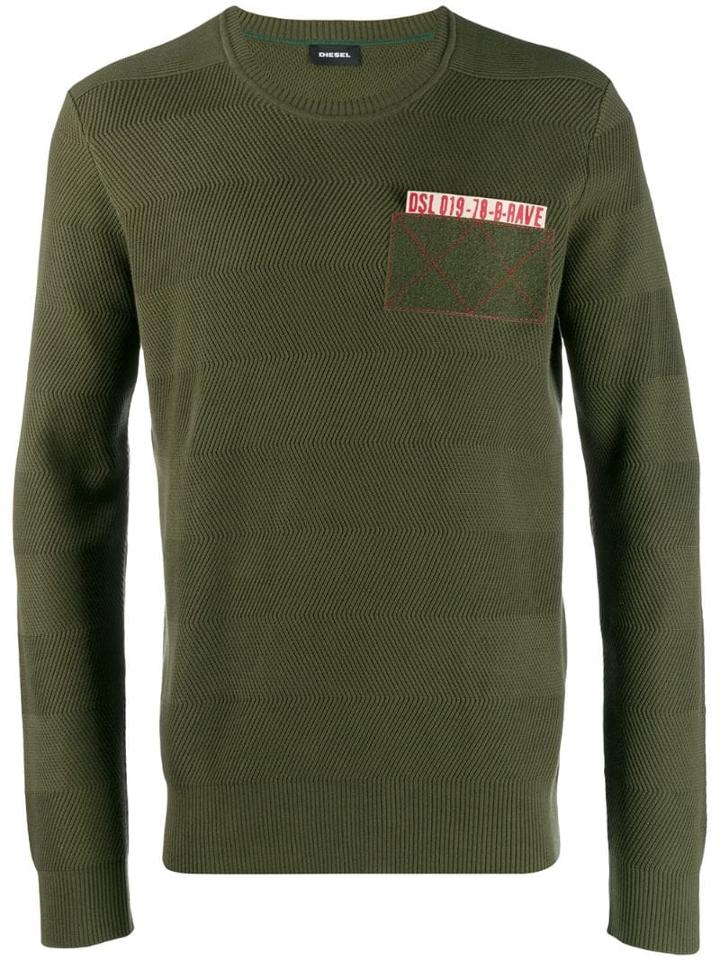 Diesel Textured Stripe Jumper - Green