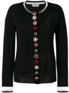 Fendi - Floral Placket Cardigan - Women - Silk/polyamide/polyester/plastic - 42, Black, Silk/polyamide/polyester/plastic