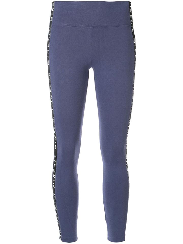 Nike Cropped Logo Stripe Leggings - Purple