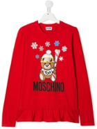 Moschino Kids Ski Teddy Bear Print Top - Red