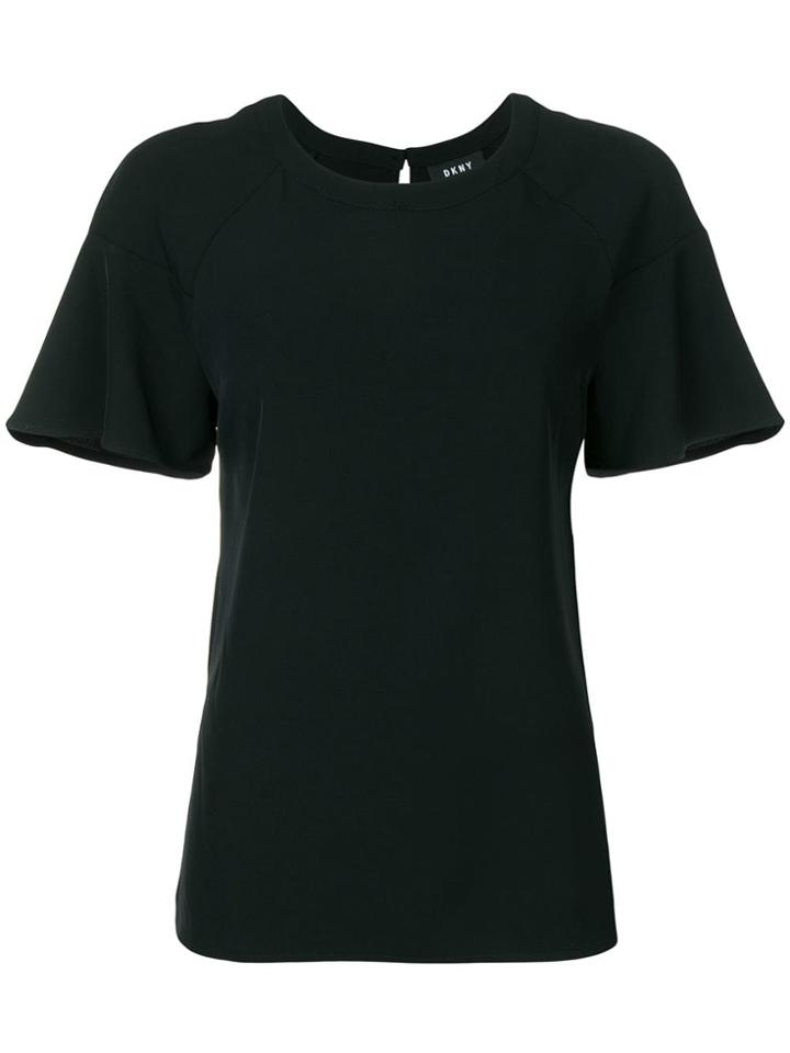 Dkny Ruffle-sleeve T-shirt - Black