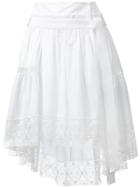 Alberta Ferretti Lace Trim Asymmetric Skirt, Women's, Size: 40, White, Cotton