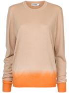 Jil Sander Two Tone Crew Neck Sweater - Nude & Neutrals
