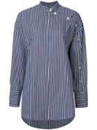 Msgm Striped Mandarin Collar Shirt - Blue