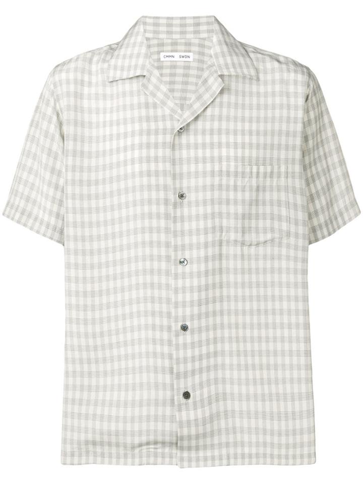 Cmmn Swdn Camp-collar Checked Shirt - Neutrals