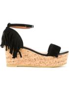 Guild Prime Fringed Wedge Sandals, Women's, Size: 24.5, Black, Polyester