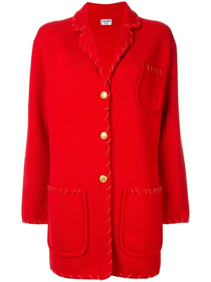 Céline Pre-owned Contrast Stitch Jacket - Red
