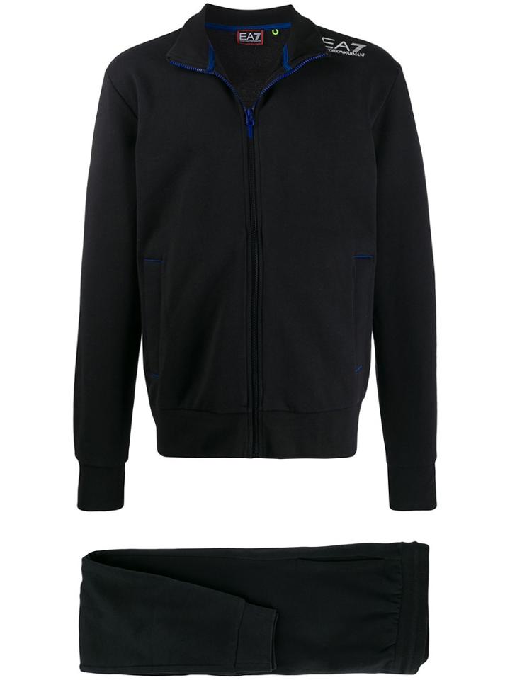 Ea7 Emporio Armani Contrast Stripe Logo Track Jacket - Black