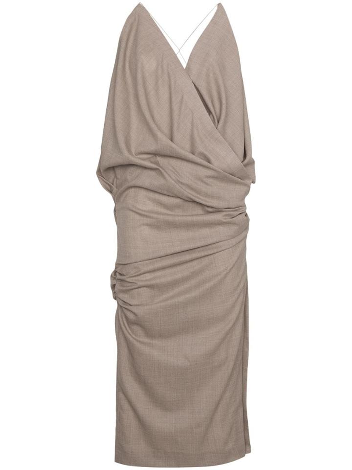 Jacquemus Fitted Midi Dress With Gathered Waist - Neutrals