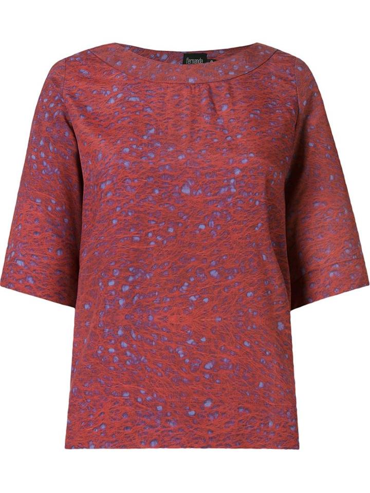 Fernanda Yamamoto Round Neck Printed Blouse, Women's, Size: 43, Red, Viscose