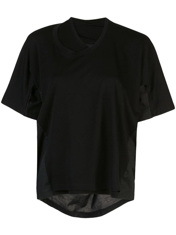 Proenza Schouler S/s Double Neck Top-tumbled Jersey - Black
