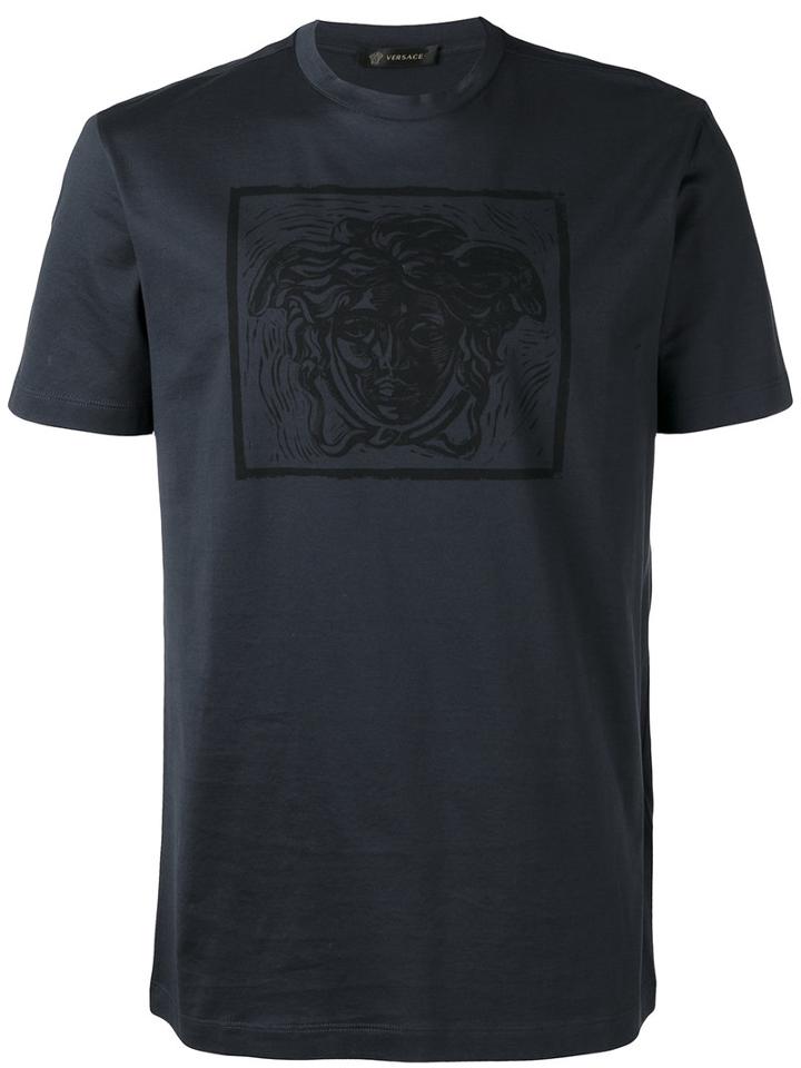 Versace - Logo Print T-shirt - Men - Cotton - Xl, Blue, Cotton