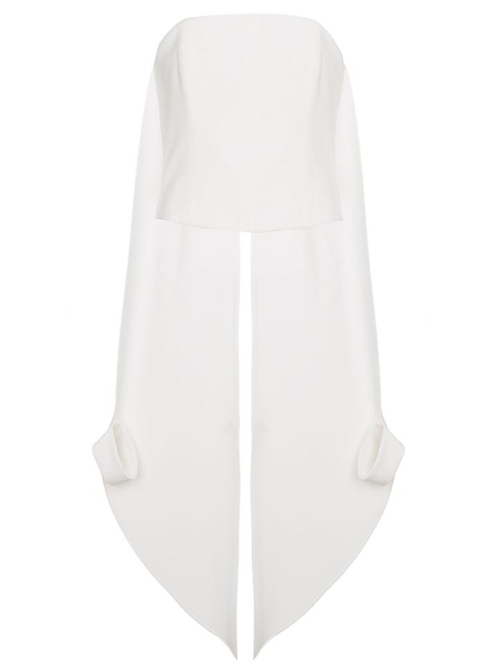 Osman Xenia Bustier With Cape Cuffs - White