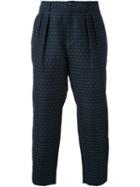 En Route Pleated Detailing Cropped Trousers, Men's, Size: 3, Blue, Cotton