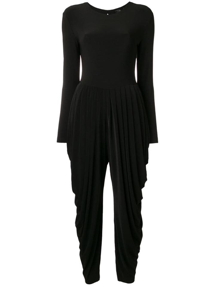 Norma Kamali Longsleeved Waterfall Jumpsuit - Black