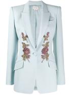 Alexander Mcqueen Crystal Embroidered Blazer - Blue