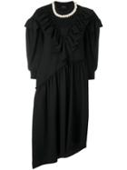 Simone Rocha Pearl Neck Rouched Dress - Black