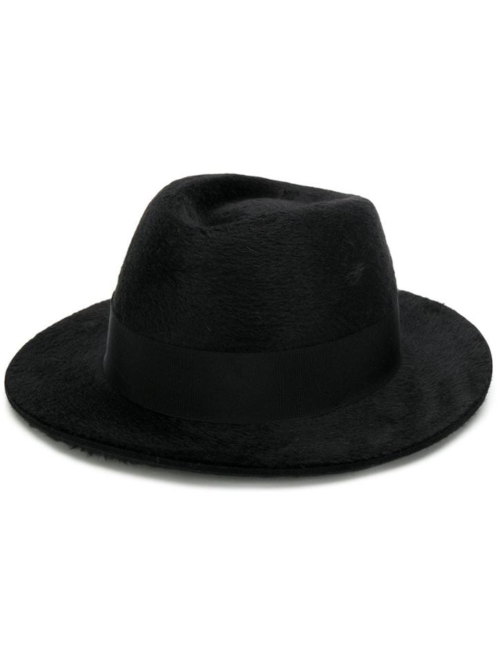 Saint Laurent Shaggy Felt Fedora - Black