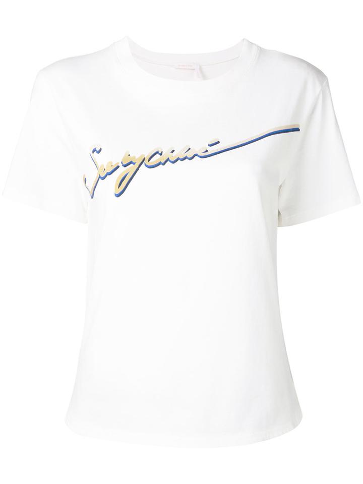 See By Chloé - Printed Logo T-shirt - Women - Cotton - Xs, White, Cotton