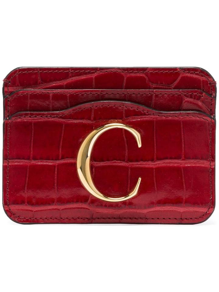 Chloé Crocodile-effect C Cardholder - Red