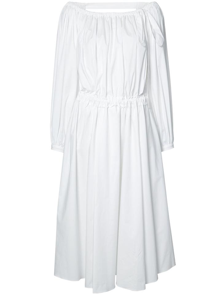 Rochas Gathered Backless Dress, Women's, Size: 40, White, Cotton/spandex/elastane