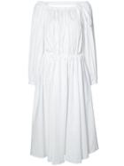 Rochas Gathered Backless Dress, Women's, Size: 40, White, Cotton/spandex/elastane